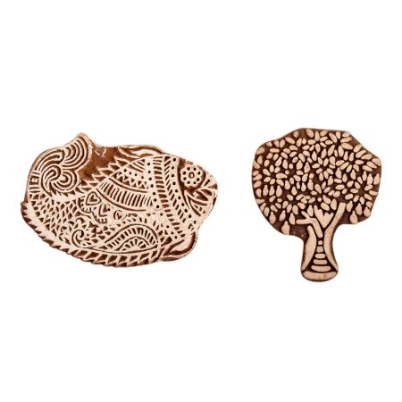 Set of 2 Piece New Mix Wooden Printing Block